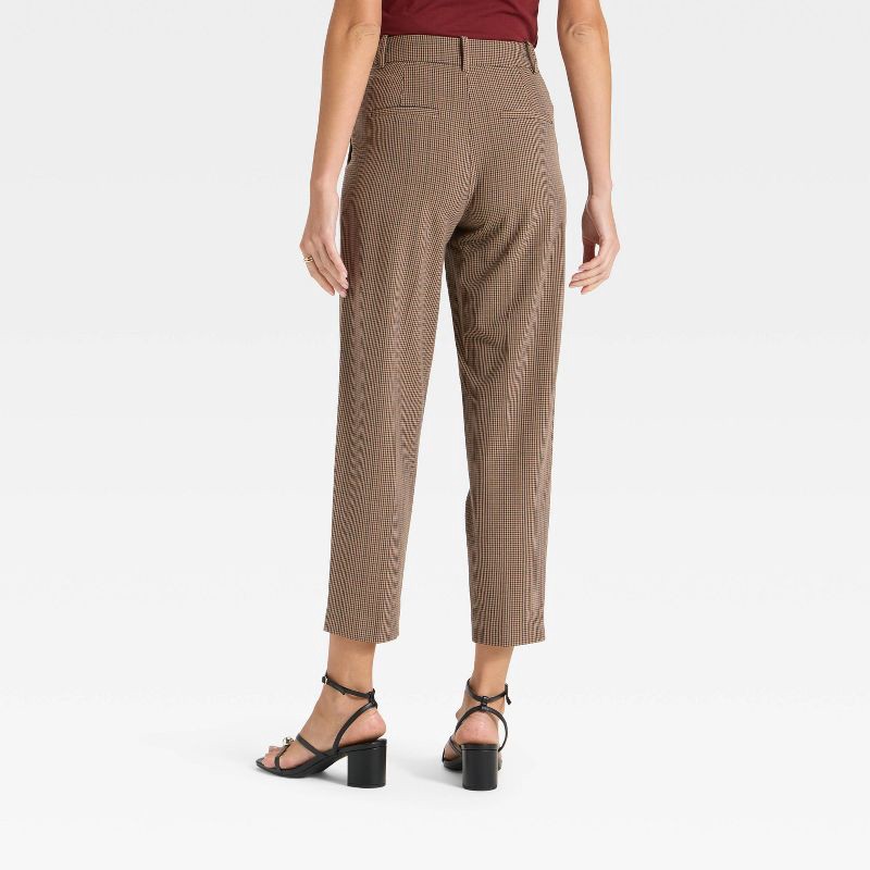 slide 2 of 3, Women's Tapered Ankle Pants - A New Day™ Brown Plaid 14, 1 ct