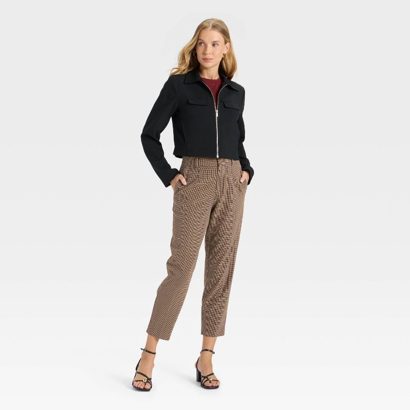 slide 3 of 3, Women's Tapered Ankle Pants - A New Day™ Brown Plaid 14, 1 ct