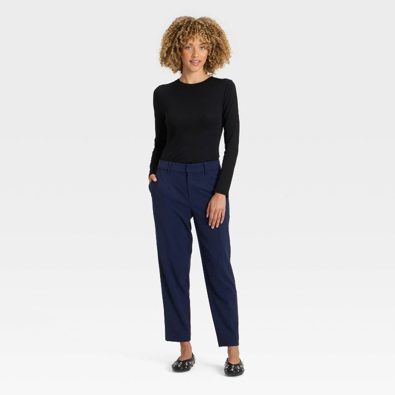 slide 3 of 3, Women's Tapered Ankle Pants - A New Day™ Navy 16, 1 ct
