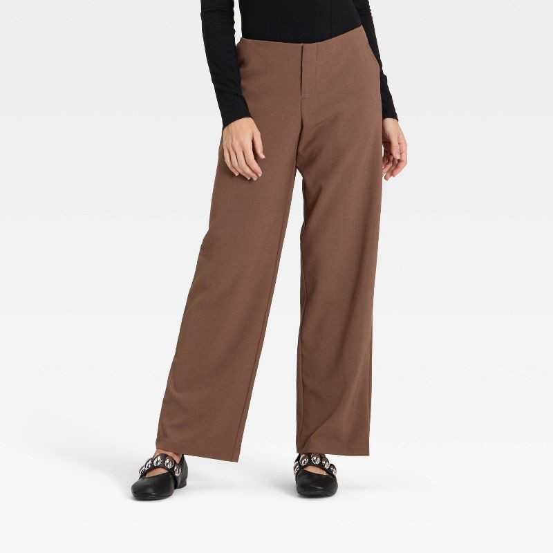 slide 1 of 3, Women's Mid-Rise Bootcut Pants - A New Day™ Brown 10, 1 ct