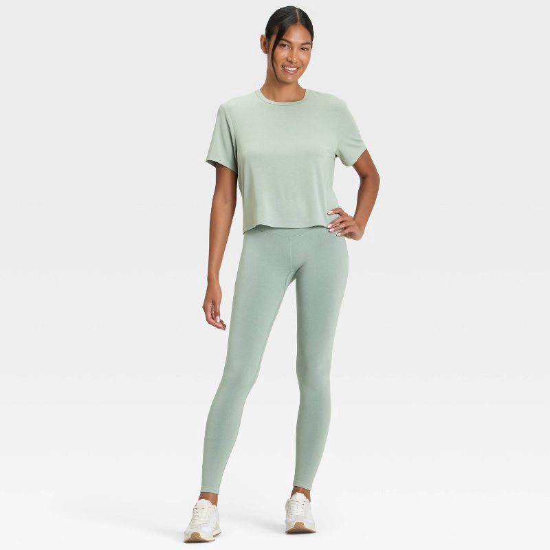 slide 2 of 5, Women's Crewneck Short Sleeve T-Shirt - All In Motion™ Sage Green XS, 1 ct
