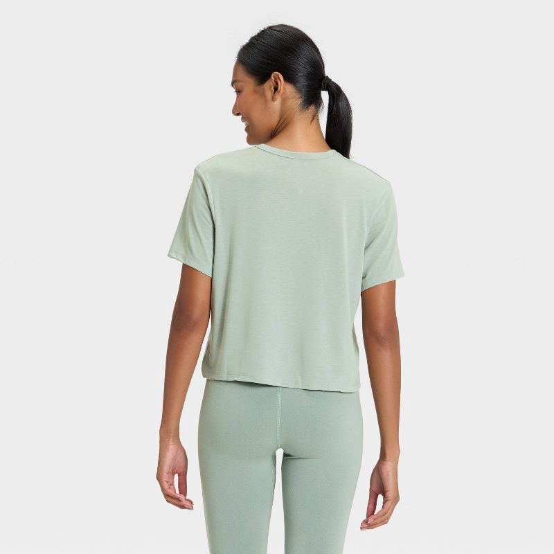 slide 5 of 5, Women's Crewneck Short Sleeve T-Shirt - All In Motion™ Sage Green M, 1 ct