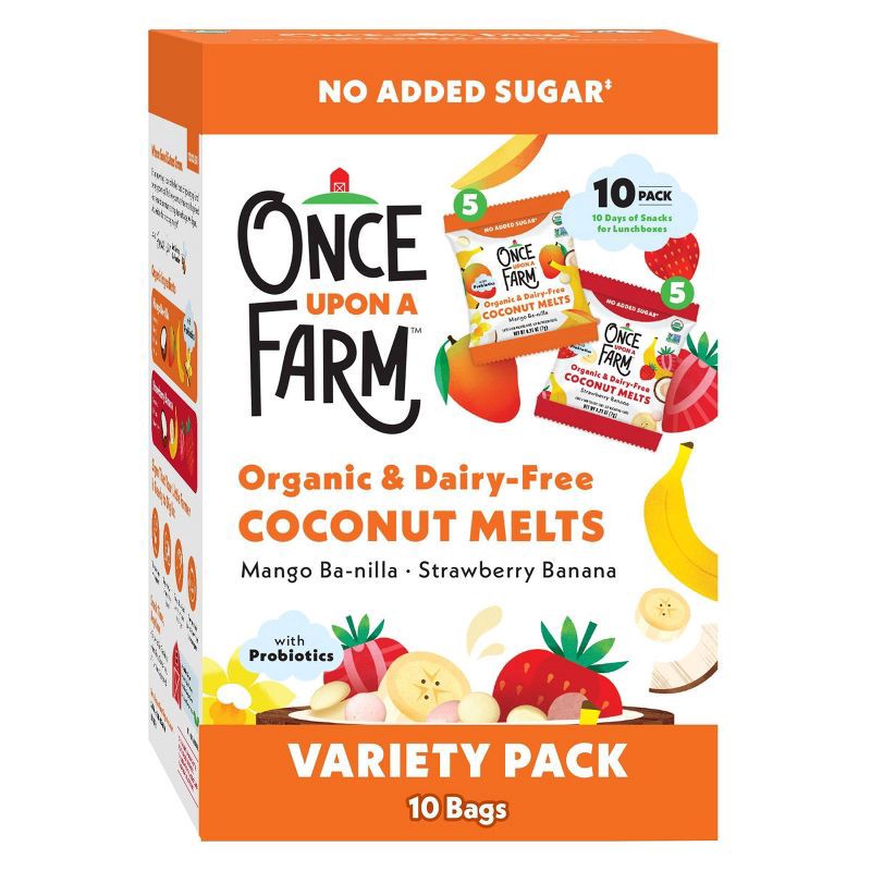slide 13 of 13, Once Upon a Farm Coconut Melts Variety Pack Baby Snack - 2.5oz/10ct, 2.5 oz, 10 ct