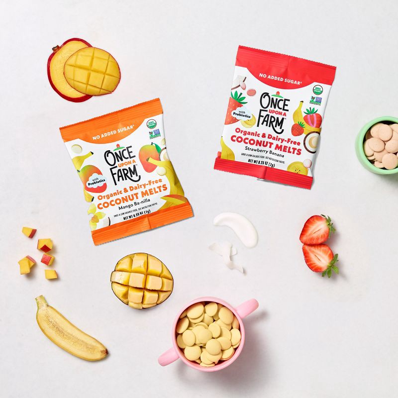 slide 5 of 13, Once Upon a Farm Coconut Melts Variety Pack Baby Snack - 2.5oz/10ct, 2.5 oz, 10 ct