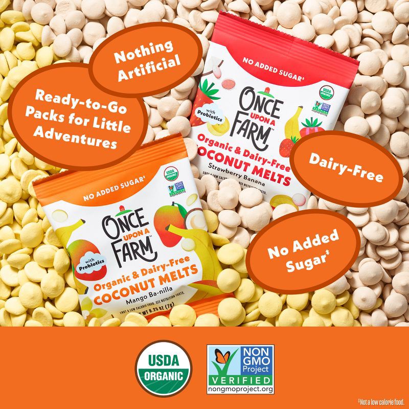 slide 7 of 13, Once Upon a Farm Coconut Melts Variety Pack Baby Snack - 2.5oz/10ct, 2.5 oz, 10 ct
