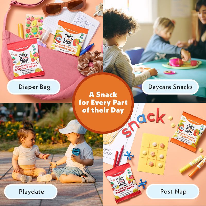 slide 8 of 13, Once Upon a Farm Coconut Melts Variety Pack Baby Snack - 2.5oz/10ct, 2.5 oz, 10 ct