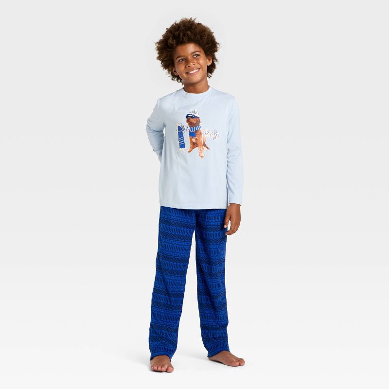 slide 1 of 4, Boys' 2pc Long Sleeve Holiday Pajama Set - Cat & Jack™ Blue XS, 2 ct