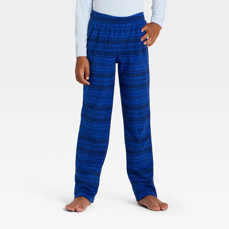 slide 4 of 4, Boys' 2pc Long Sleeve Holiday Pajama Set - Cat & Jack™ Blue M, 2 ct