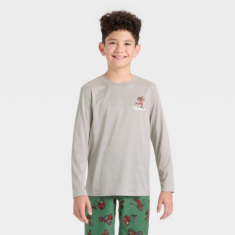 slide 3 of 4, Boys' 2pc Long Sleeve Christmas Pajama Set - Cat & Jack™ Green M, 2 ct