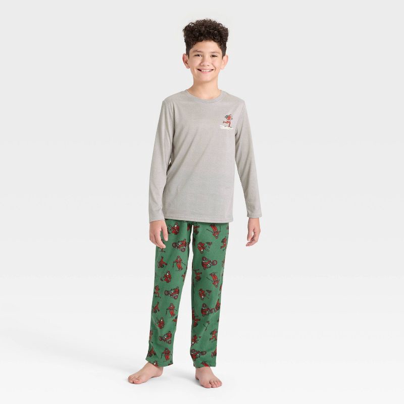 slide 1 of 4, Boys' 2pc Long Sleeve Christmas Pajama Set - Cat & Jack™ Green L, 2 ct