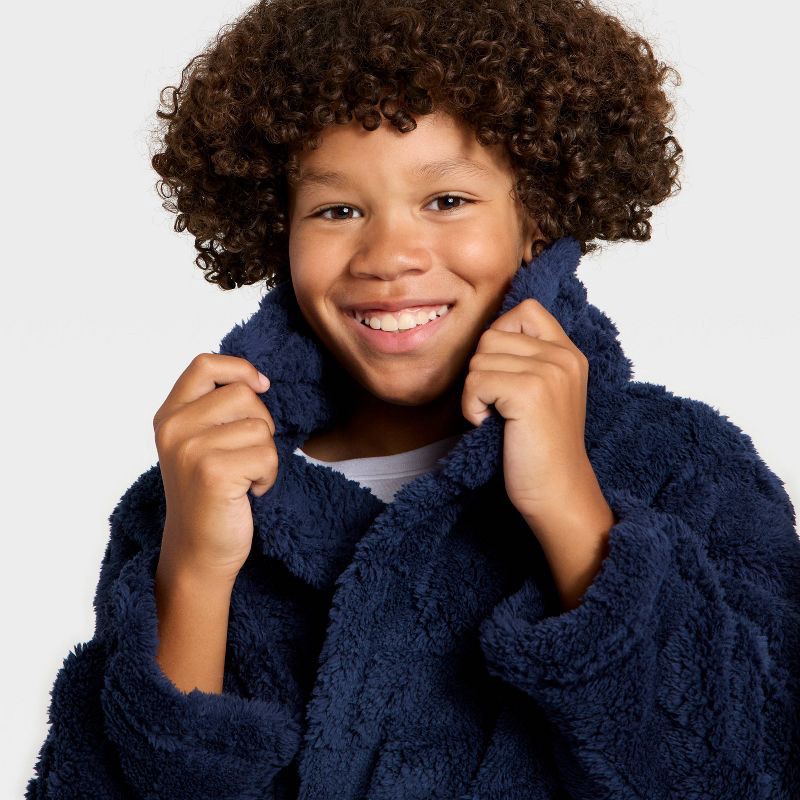 slide 3 of 3, Boys' Fleece Knit Robe - Cat & Jack™ Navy Blue L, 1 ct