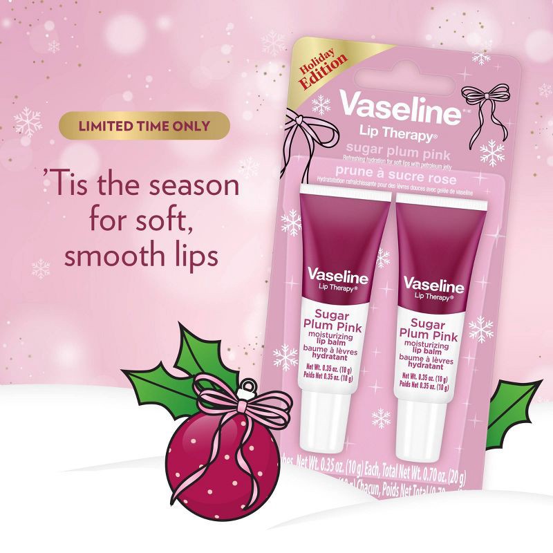 slide 5 of 7, Vaseline Holiday Limited Edition Lip Balm - Sugar Plum - 2pk, 2 ct