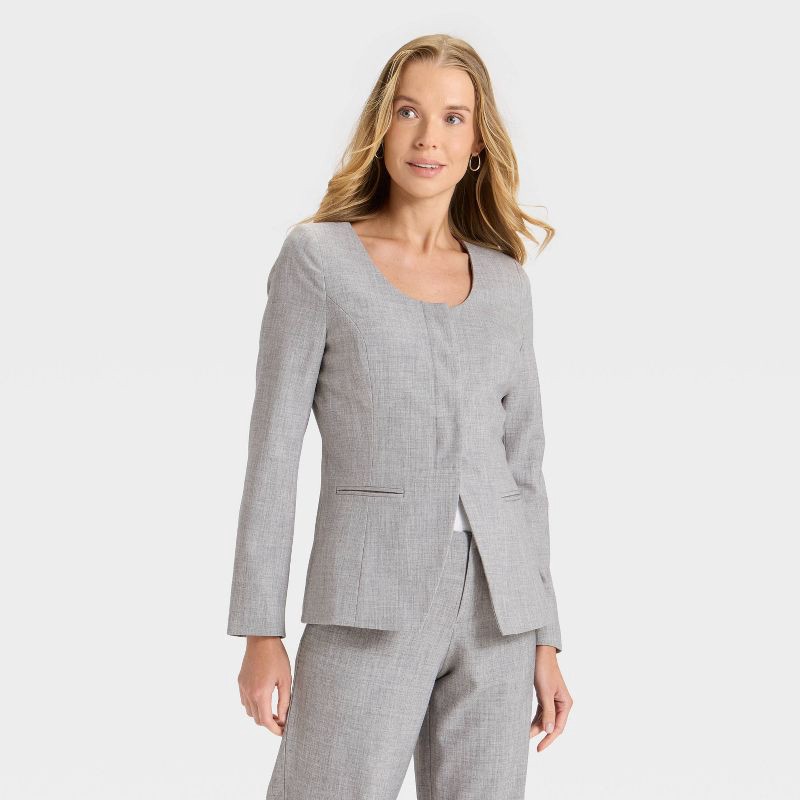 slide 1 of 3, Women's Collarless Blazer - A New Day™ Gray XS, 1 ct