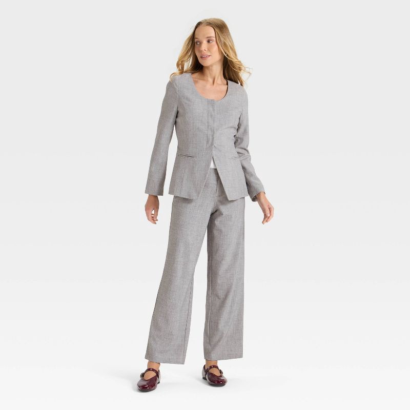 slide 3 of 3, Women's Collarless Blazer - A New Day™ Gray L, 1 ct