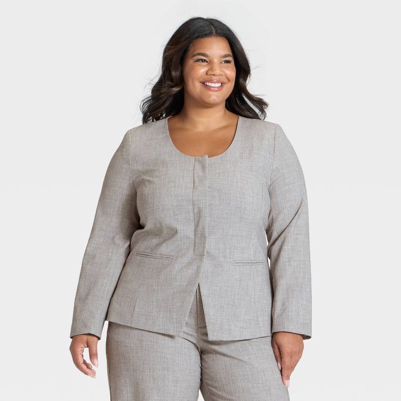 slide 1 of 3, Women's Collarless Blazer - A New Day™ Gray XXL, 1 ct