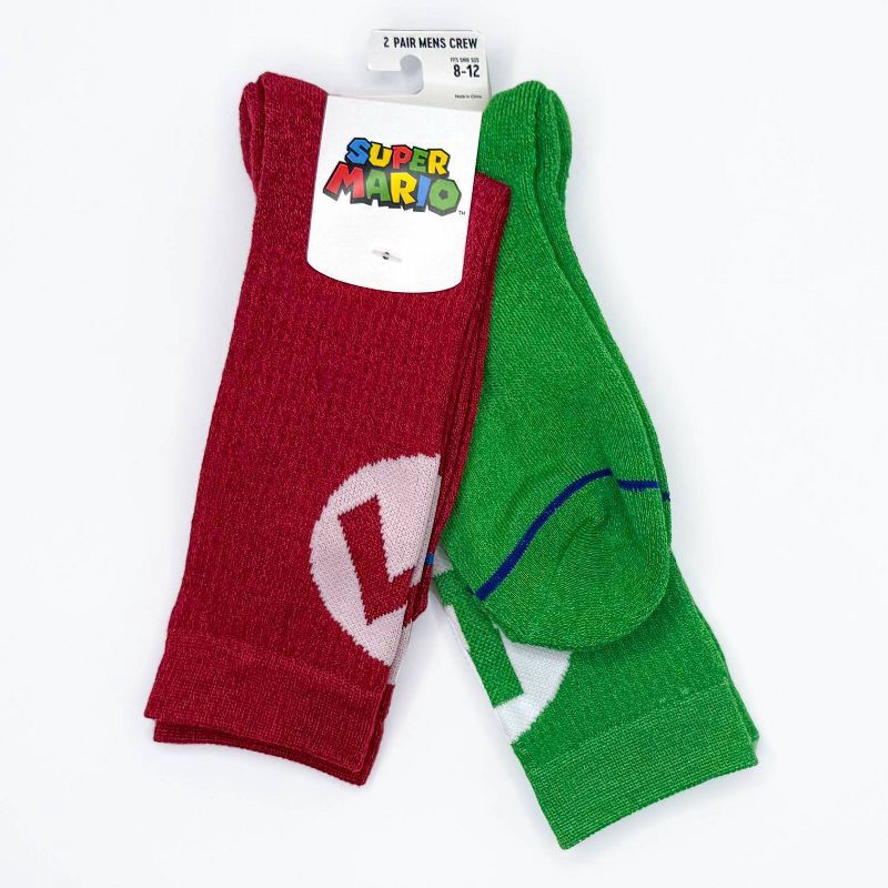 slide 2 of 7, Nintendo Mario & Luigi 2pk Athletic Socks, 2 ct