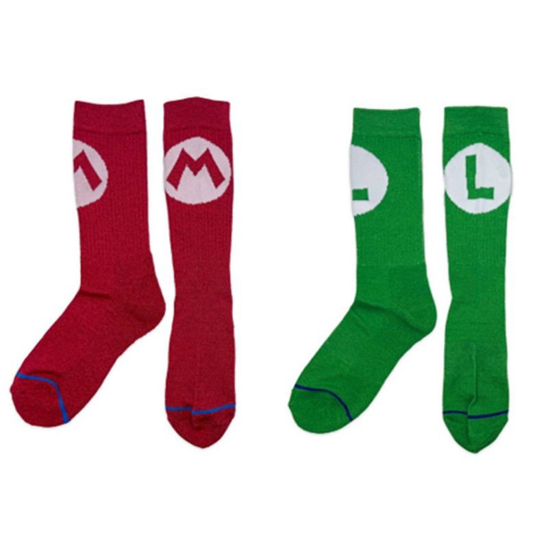 slide 1 of 7, Nintendo Mario & Luigi 2pk Athletic Socks, 2 ct