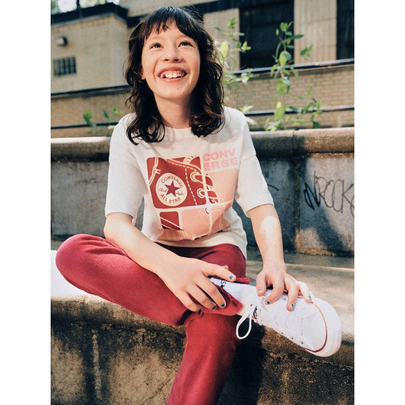 slide 5 of 5, Converse® Girls' Short Sleeve Oversized T-Shirt - Cream XS, 1 ct