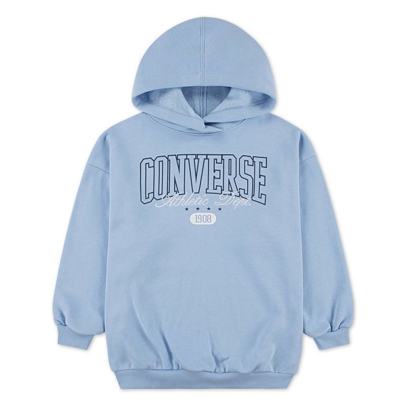 slide 4 of 5, Converse® Girls' Pullover Fleece Oversized Hoodie - Light Blue XL, 1 ct
