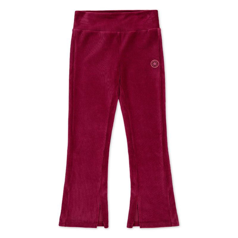 slide 4 of 6, Converse® Girls' Velour Ribbed Flare Legging - Berry Purple S, 1 ct