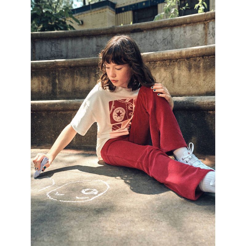 slide 6 of 6, Converse® Girls' Velour Ribbed Flare Legging - Berry Purple XL, 1 ct