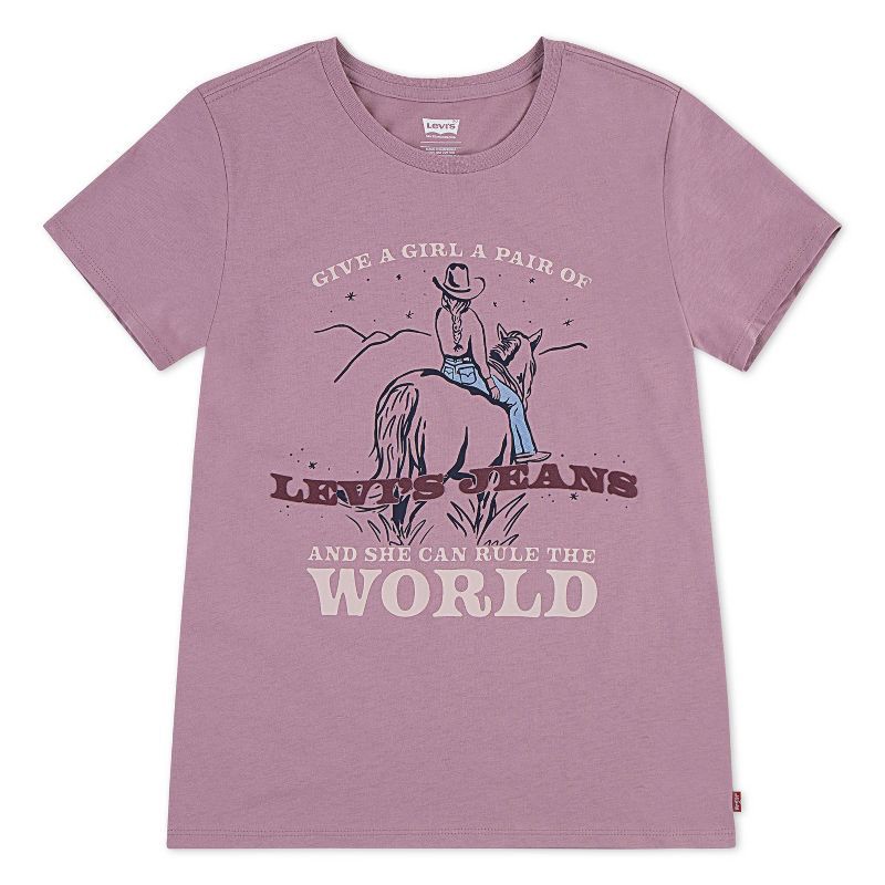 slide 4 of 6, Levi's® Girls' Short Sleeve Graphic T-Shirt - Pink XS, 1 ct