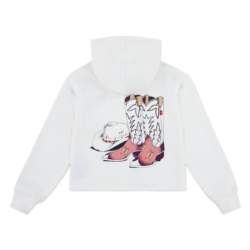 slide 4 of 4, Levi's® Girls' Pullover Western Fleece Hoodie - Cream M, 1 ct
