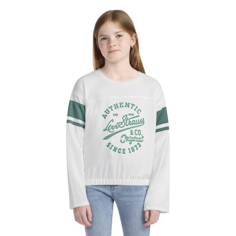 slide 1 of 3, Levi's® Girls' Long Sleeve Varsity Shirt - Cream M, 1 ct