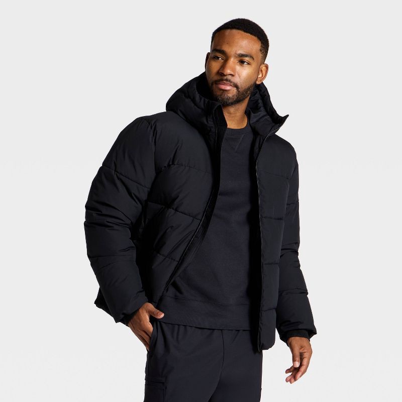 slide 1 of 3, Men's Heavy Puffer Jacket - All In Motion™ Black L, 1 ct
