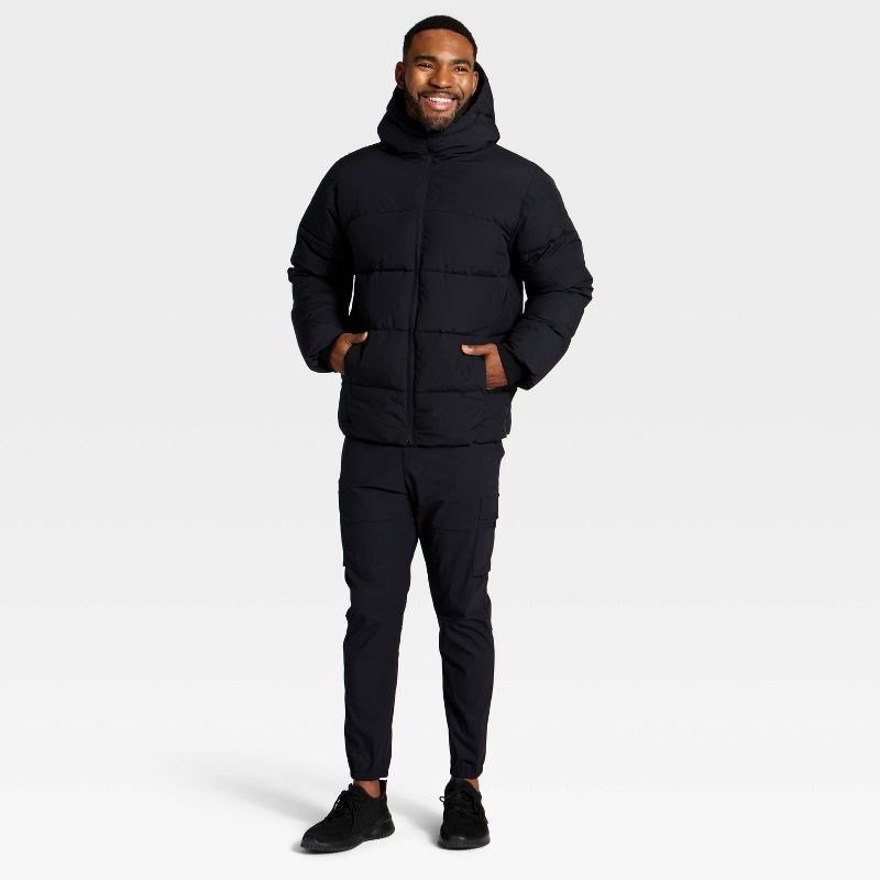 slide 3 of 3, Men's Heavy Puffer Jacket - All In Motion™ Black XXL, 1 ct