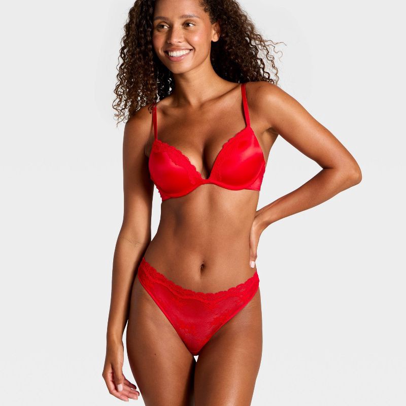 slide 3 of 5, Women's Lace Trim Super Push-Up Bra- Wild Fable™ Red 36A, 1 ct