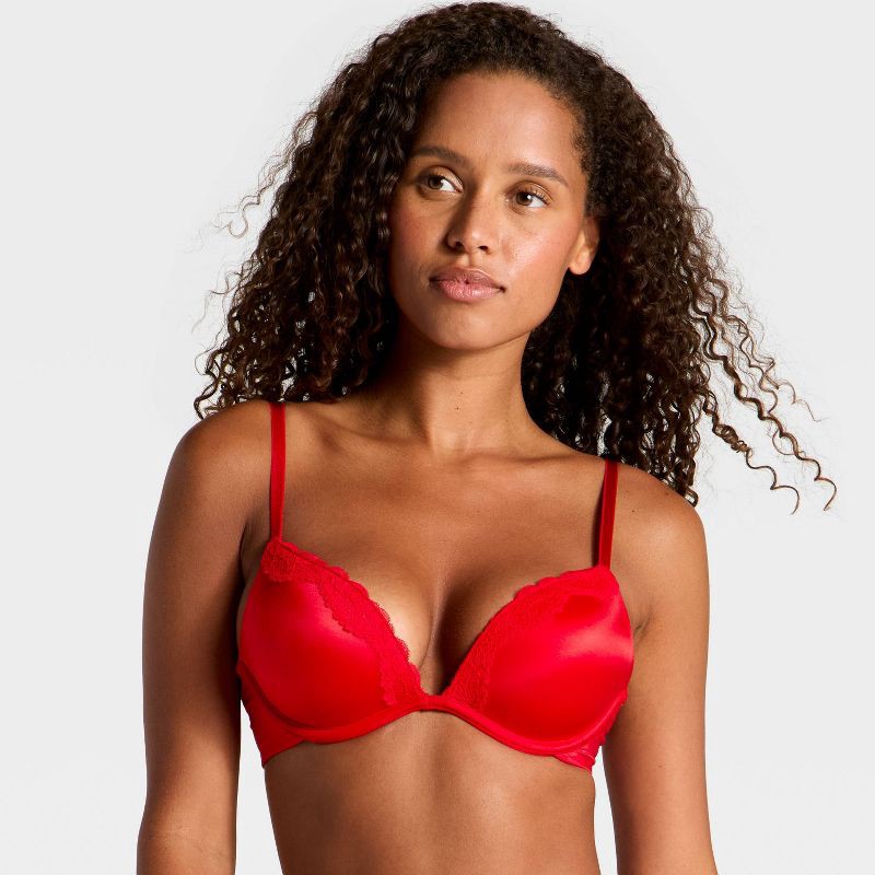 slide 1 of 5, Women's Lace Trim Super Push-Up Bra- Wild Fable™ Red 36A, 1 ct