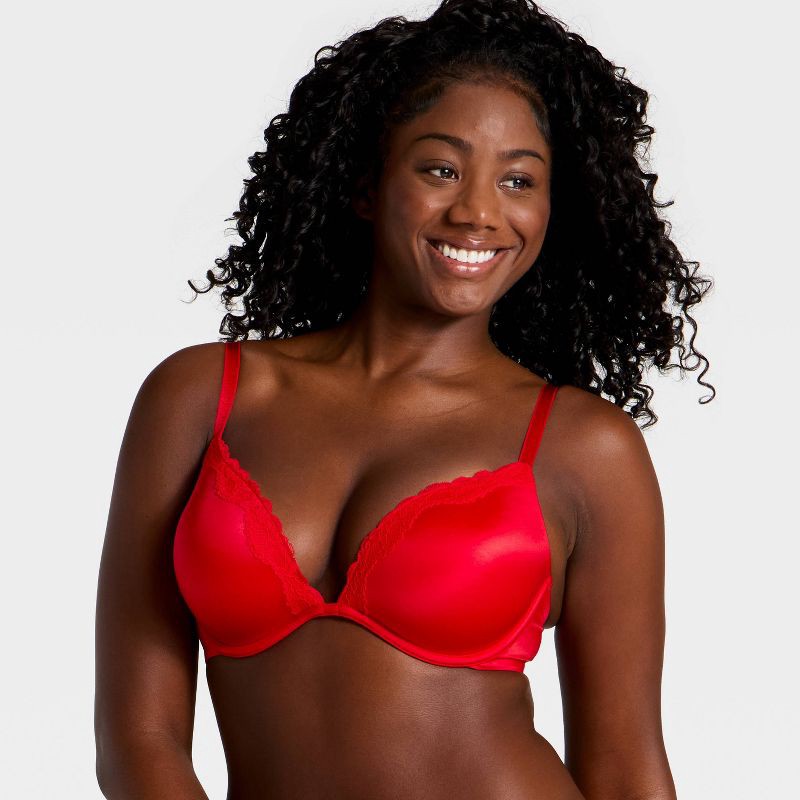 slide 4 of 5, Women's Lace Trim Super Push-Up Bra- Wild Fable™ Red 38B, 1 ct