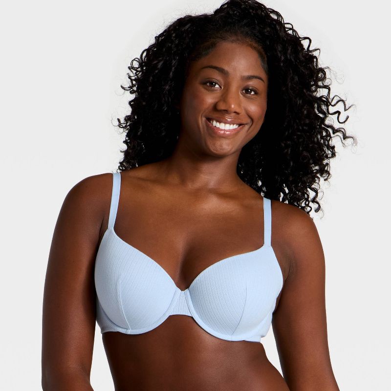 slide 4 of 5, Women's Lightly Lined Pointelle Bra - Wild Fable™ Light Blue 36C, 1 ct