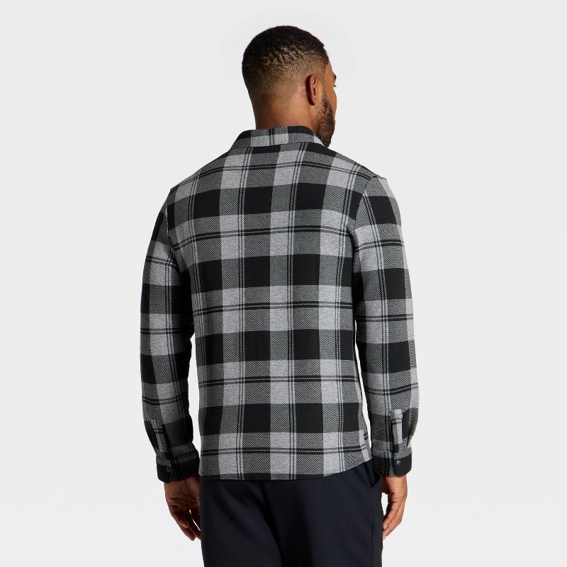 slide 2 of 3, Men's Shirt Jacket - All In Motion™ Black Plaid XL, 1 ct