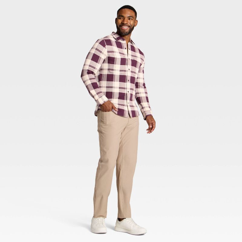 slide 3 of 3, Men's Shirt Jacket - All In Motion™ Burgundy Plaid S, 1 ct