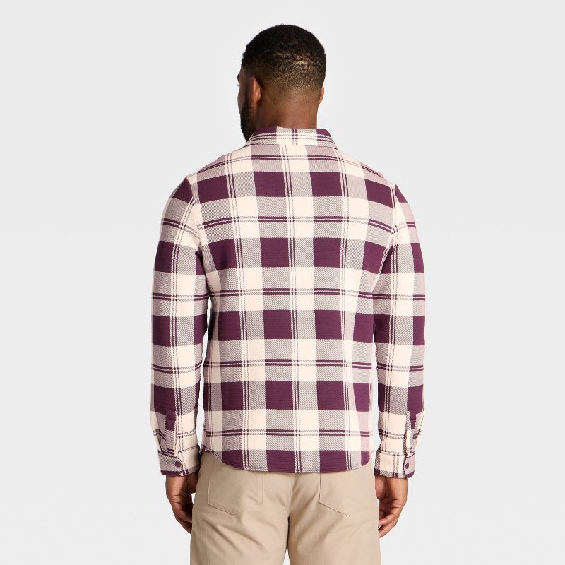 slide 2 of 3, Men's Shirt Jacket - All In Motion™ Burgundy Plaid L, 1 ct