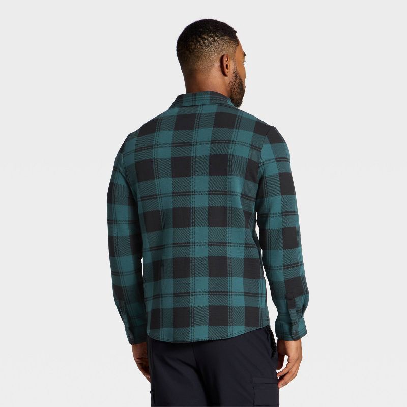 slide 2 of 3, Men's Shirt Jacket - All In Motion™ Teal Plaid XXL, 1 ct