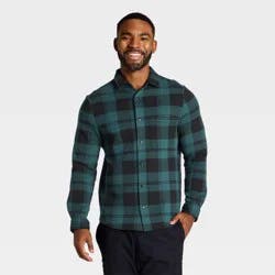 Men's Shirt Jacket - All In Motion™ Teal Plaid XXL