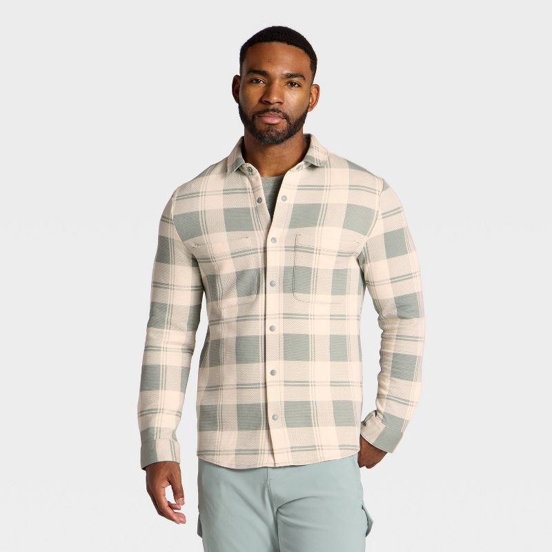 slide 1 of 3, Men's Shirt Jacket - All In Motion™ Green Plaid M, 1 ct