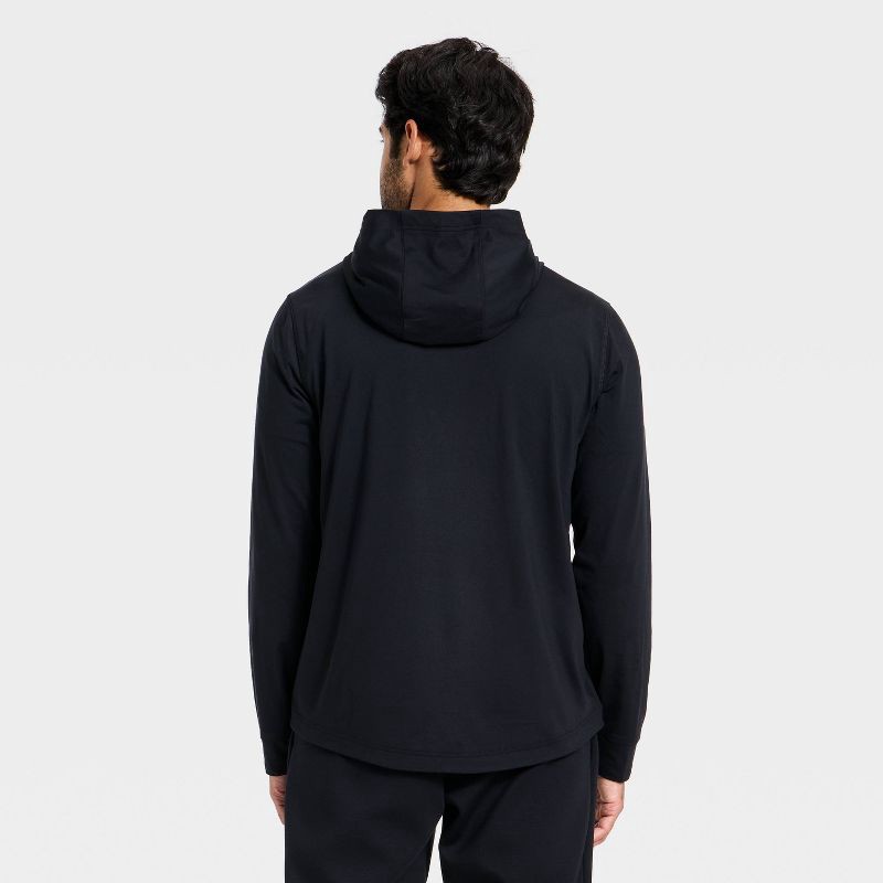 slide 3 of 3, Men's Long Sleeve Soft Stretch Hooded Top - All In Motion™ Black XXL, 1 ct