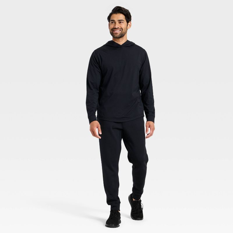 slide 2 of 3, Men's Long Sleeve Soft Stretch Hooded Top - All In Motion™ Black XXL, 1 ct