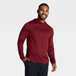 Men's Long Sleeve Soft Stretch Hooded Top - All In Motion™ Burgundy M