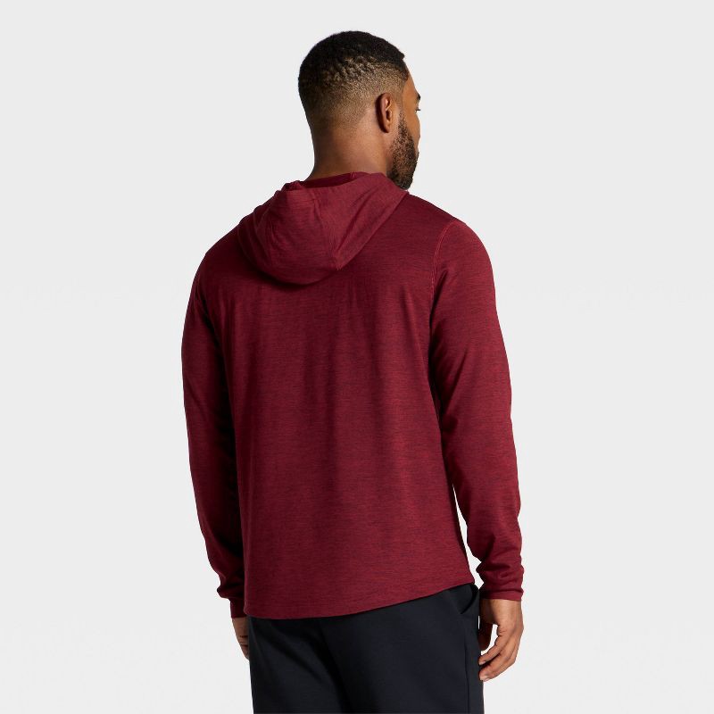 slide 2 of 3, Men's Long Sleeve Soft Stretch Hooded Top - All In Motion™ Burgundy XXL, 1 ct