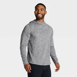 Men's Long Sleeve Soft Stretch Hooded Top - All In Motion™ Heathered Black L