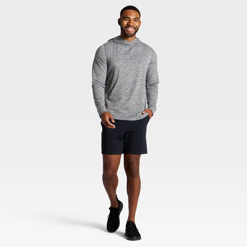 slide 2 of 3, Men's Long Sleeve Soft Stretch Hooded Top - All In Motion™ Heathered Black XL, 1 ct