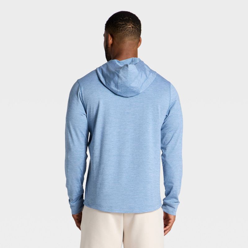slide 2 of 3, Men's Long Sleeve Soft Stretch Hooded Top - All In Motion™ Light Blue S, 1 ct