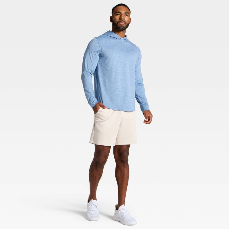 slide 3 of 3, Men's Long Sleeve Soft Stretch Hooded Top - All In Motion™ Light Blue S, 1 ct