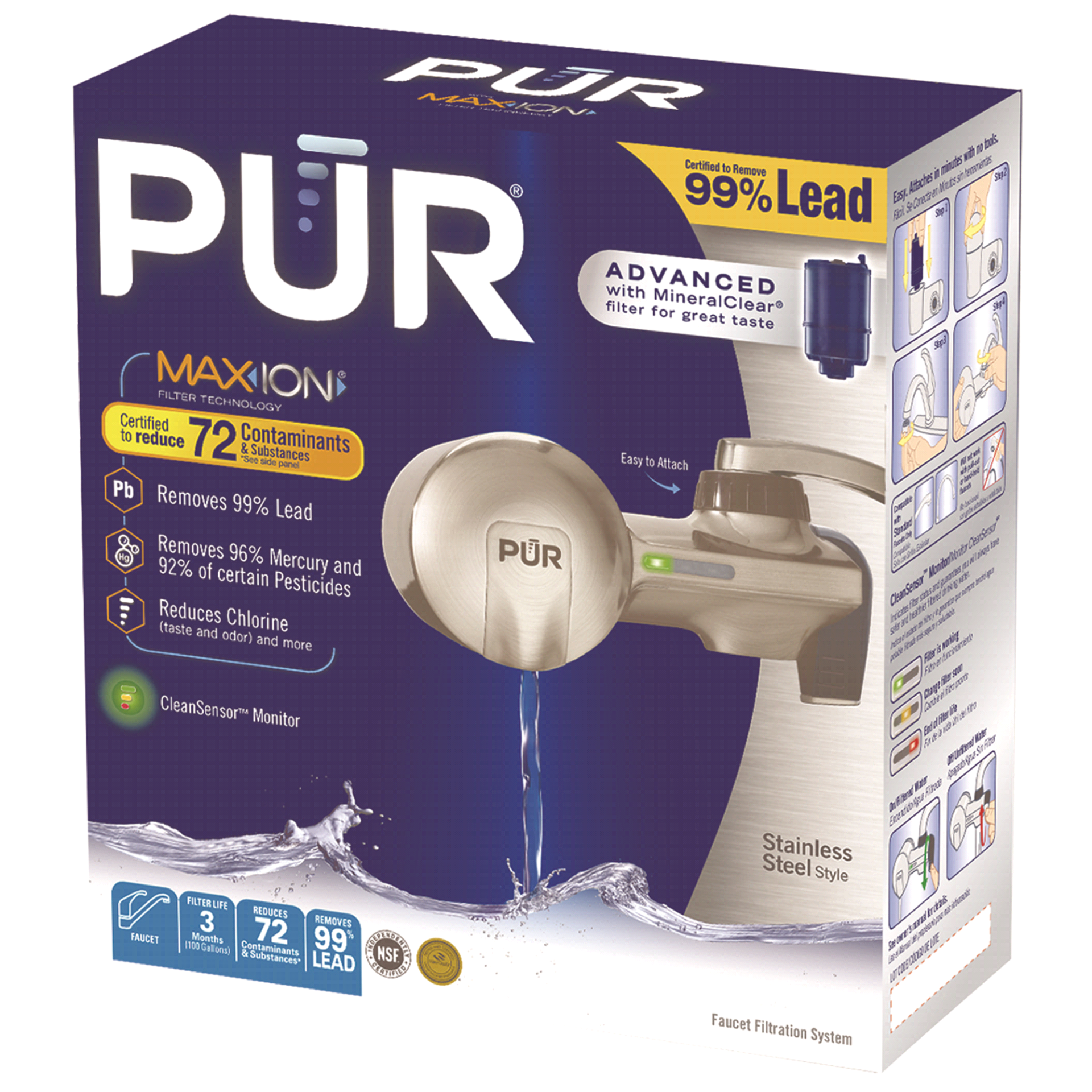 slide 1 of 2, PUR Advanced Faucet Filtration System, 1 ct