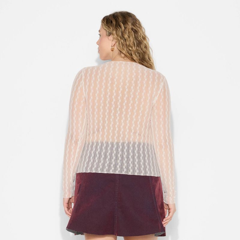 slide 3 of 3, Women's Long Sleeve Boat Neck Henley Shirt - Wild Fable™ Ivory XXL, 1 ct